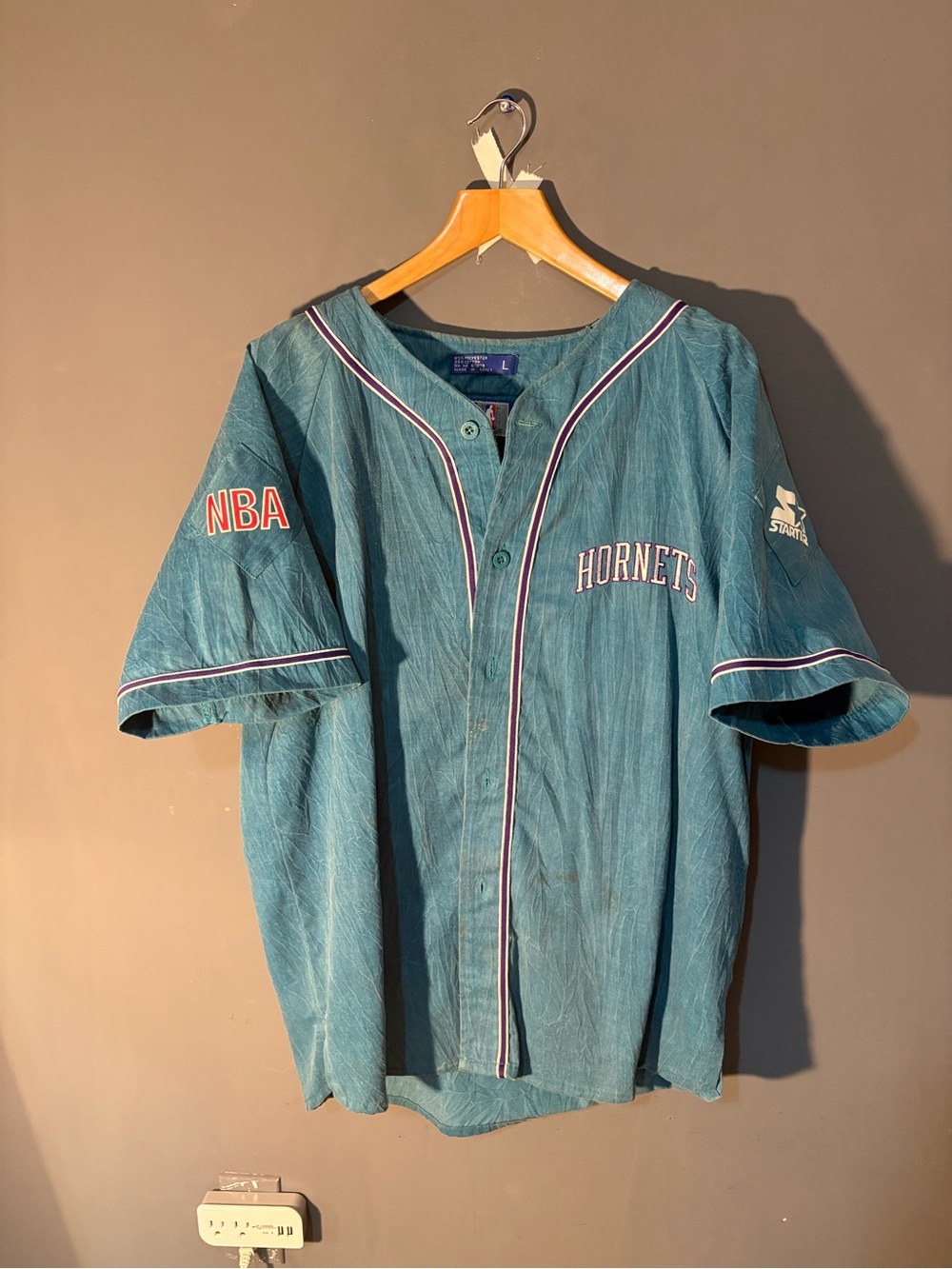 STARTER Charlotte Hornets Teal baseball Jersey